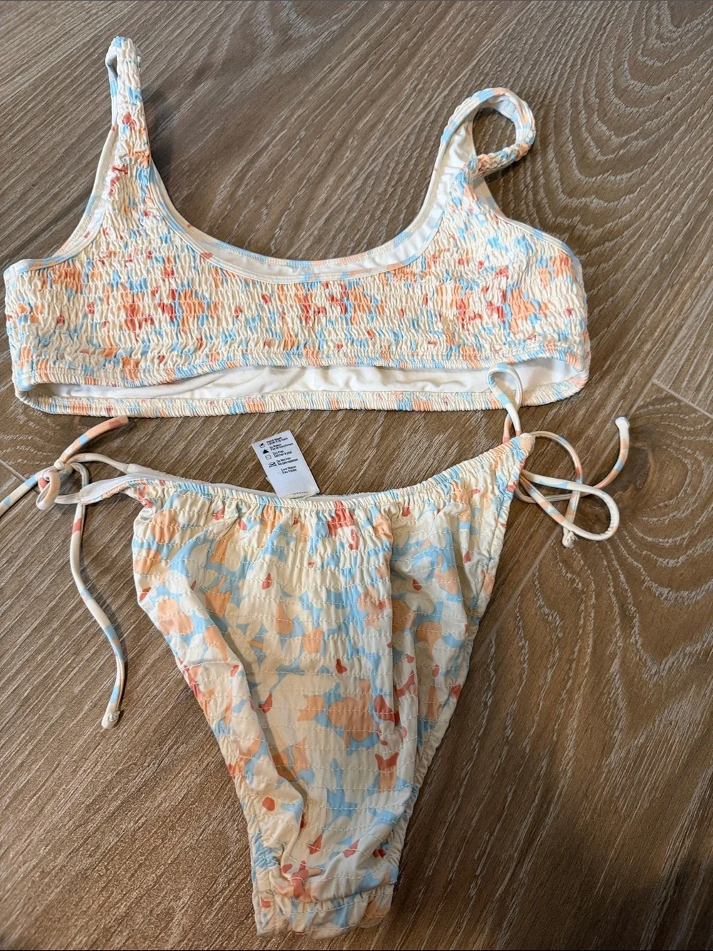 L*Space Smocked Flower Print Bikini Set Size Large Anthropologie